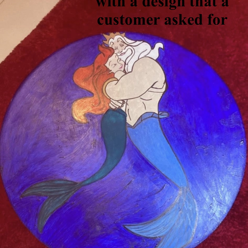 Ariel & King Triton Custom Fabric Art